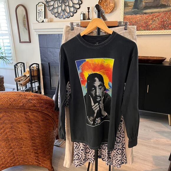 2 Pac T-Shirt Unisex Size M/M Gray Poetic Just Long Sleeve 100% Cotton - Picture 14 of 14